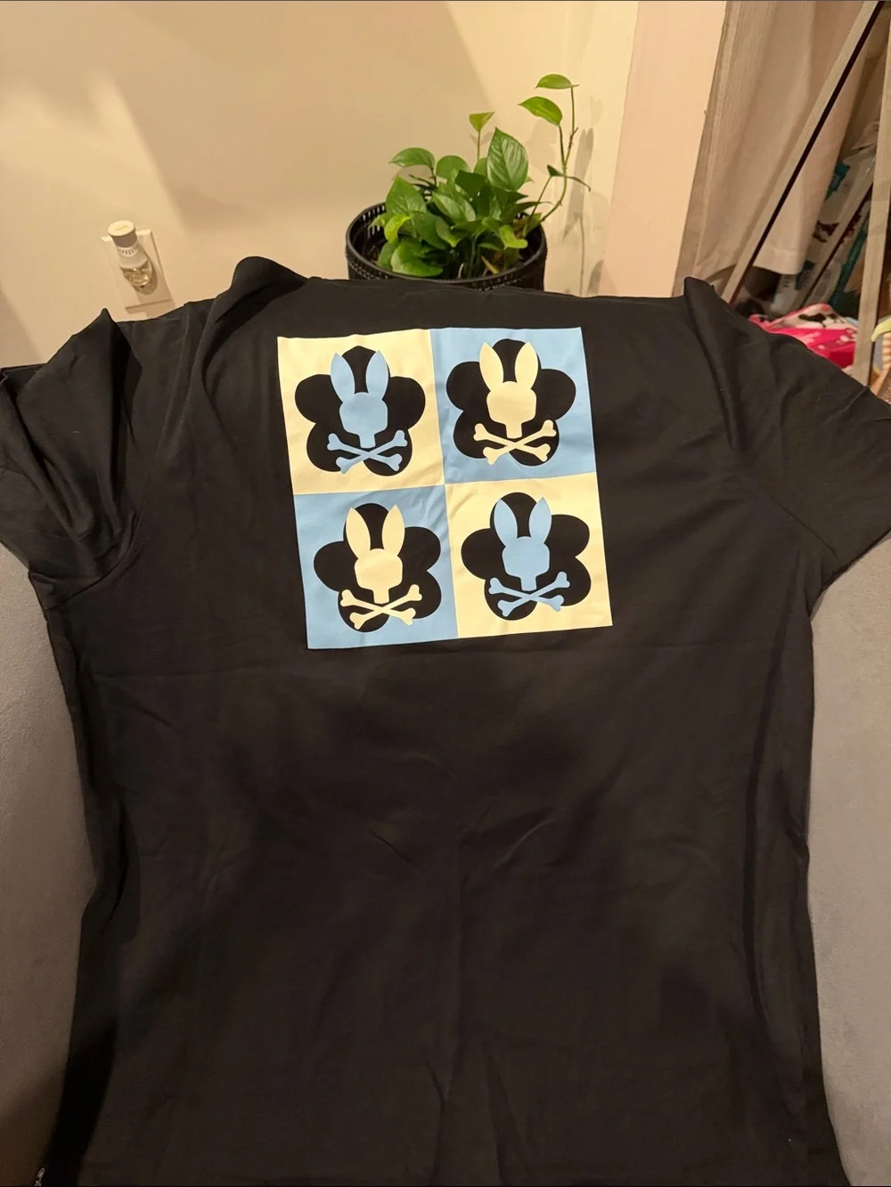 Psycho Bunny Black Swim Rash Guard with Light Blue Logo